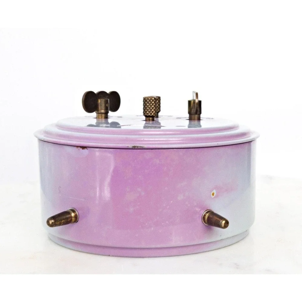 Vintage 1960s Sheffield Twin Bell Alarm Clock Purple Blue West Germany MCM Decor